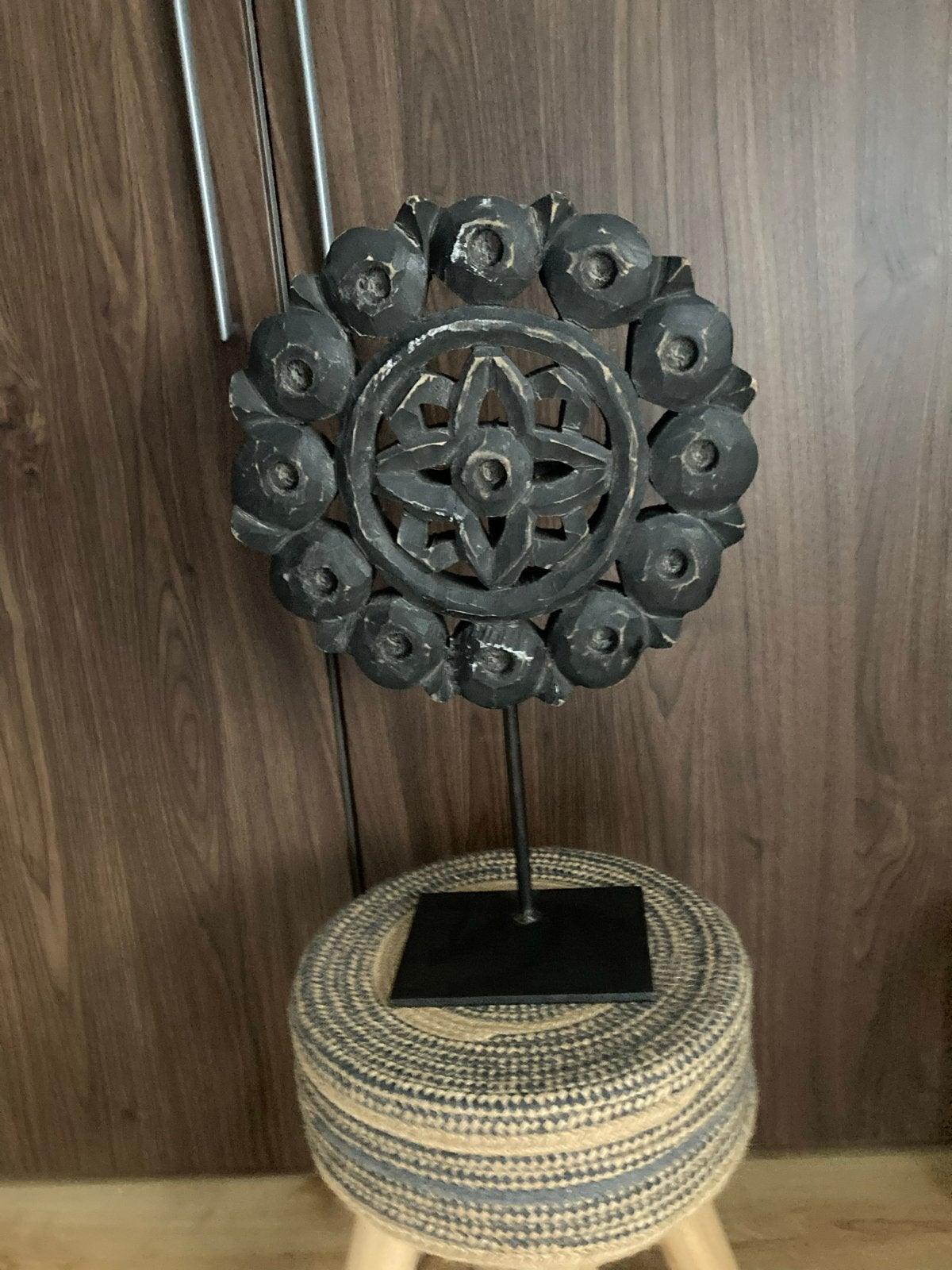 Decoratief ornament op ijzeren poot, Ophalen, Hout, Overige stijlen, Gebruikt