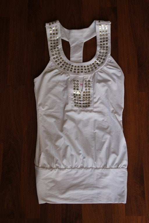 hempje wit met zilver, Kleding | Dames, Wit, Ophalen of Verzenden, Zonder mouw, Maat 34 (XS) of kleiner