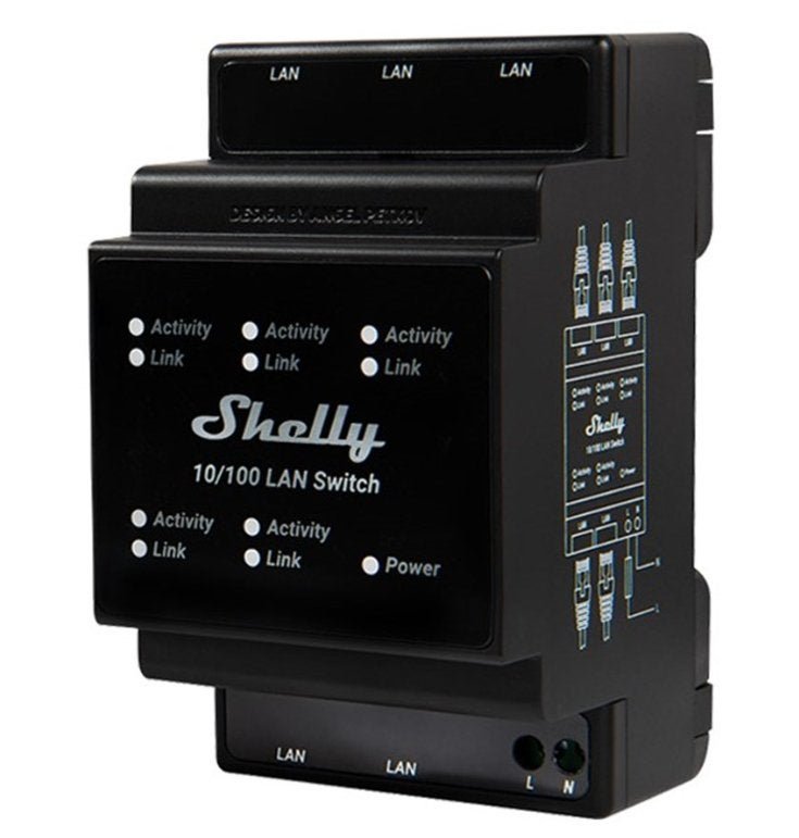 4x Shelly LAN 5 poorts switch 10/100Mbit, Ophalen of Verzenden, Zo goed als nieuw