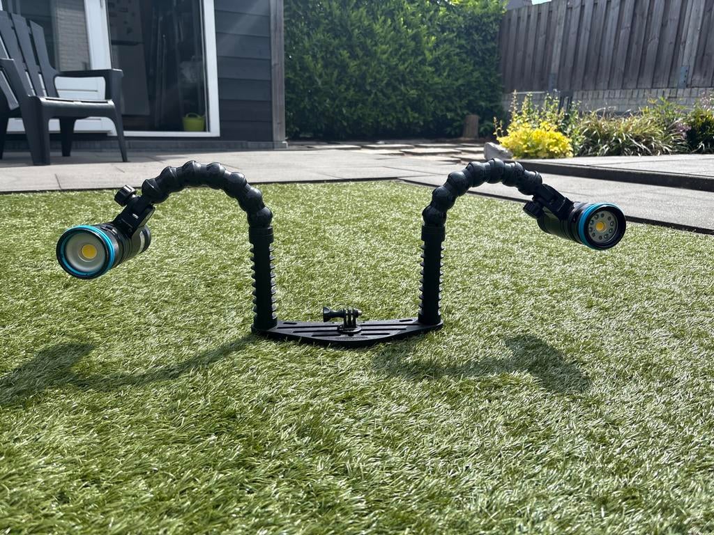 Compact onderwater dual flexarm tray voor GoPro / camera, Watersport en Boten, Ophalen of Verzenden, Gebruikt, Onderwaterhuis of Camera