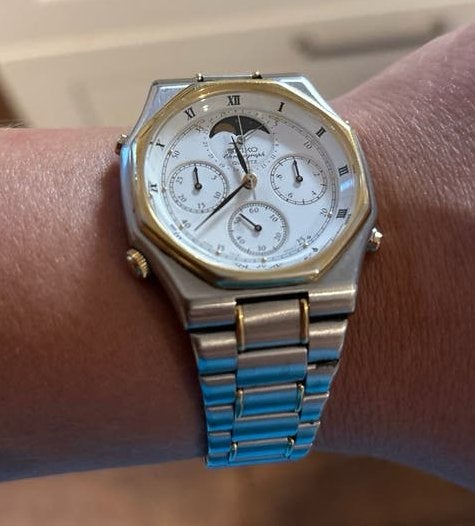 Seiko 7A48 6000 Chronograaf horloge moonphase chronograph, Seiko, Staal, Polshorloge, 1960 of later
