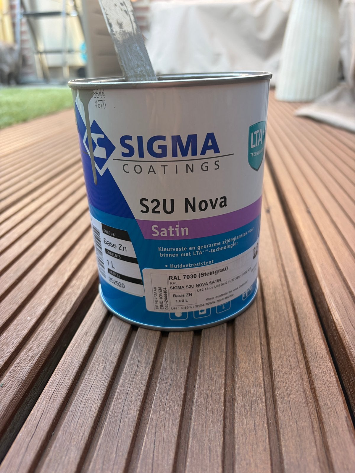 Sigma binnenlak S2U nova satin RAL 7030 steengrijs / grijs, Ophalen of Verzenden, Zo goed als nieuw, Wit, Lak