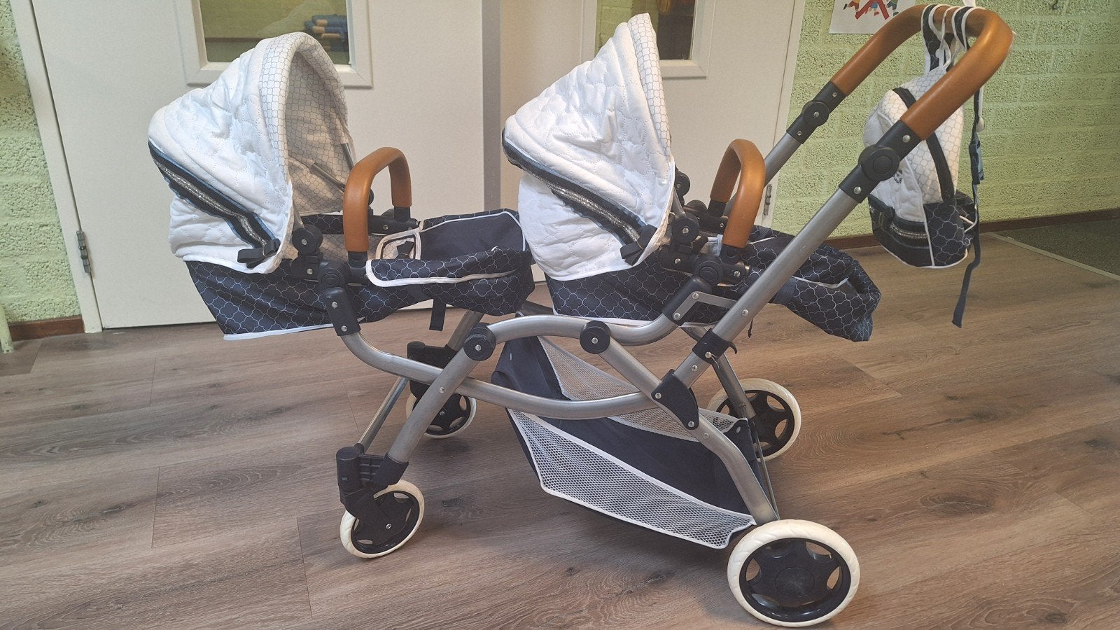 De Cuevas Poppenwagen voor 2 poppen - Tweelingwagen, Ophalen, Zo goed als nieuw, Babypop