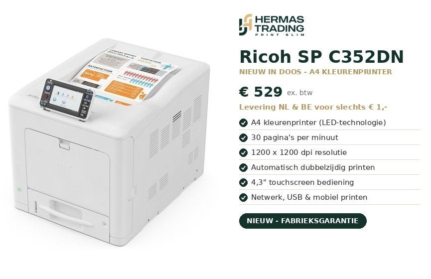 Ricoh SP C352DN – Nieuw in doos, Computers en Software, Ricoh, Kleur printen, Printer, 20 Triton Street  London  NW1 3BF