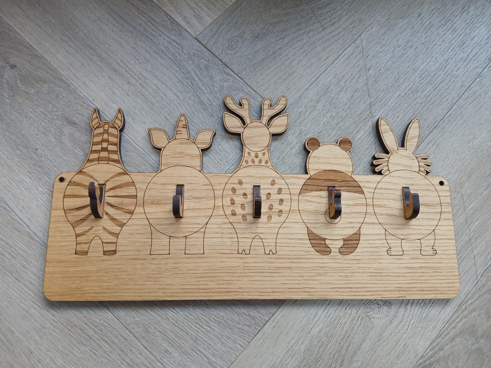 Leuke houten kinderkapstok met dierenfiguren, Ophalen, Gebruikt, Minder dan 100 cm, Kinderkapstok