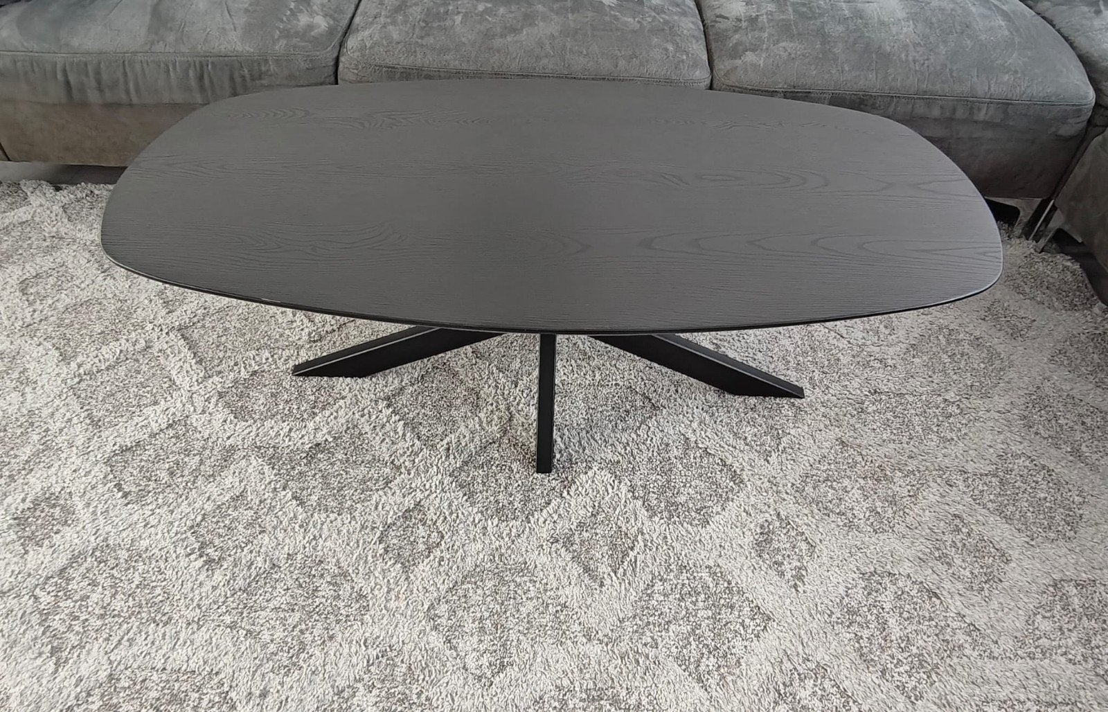 Trendy Deens ovale salontafel Bruce van melamine., Ophalen, 100 tot 150 cm, 50 tot 100 cm, Zo goed als nieuw