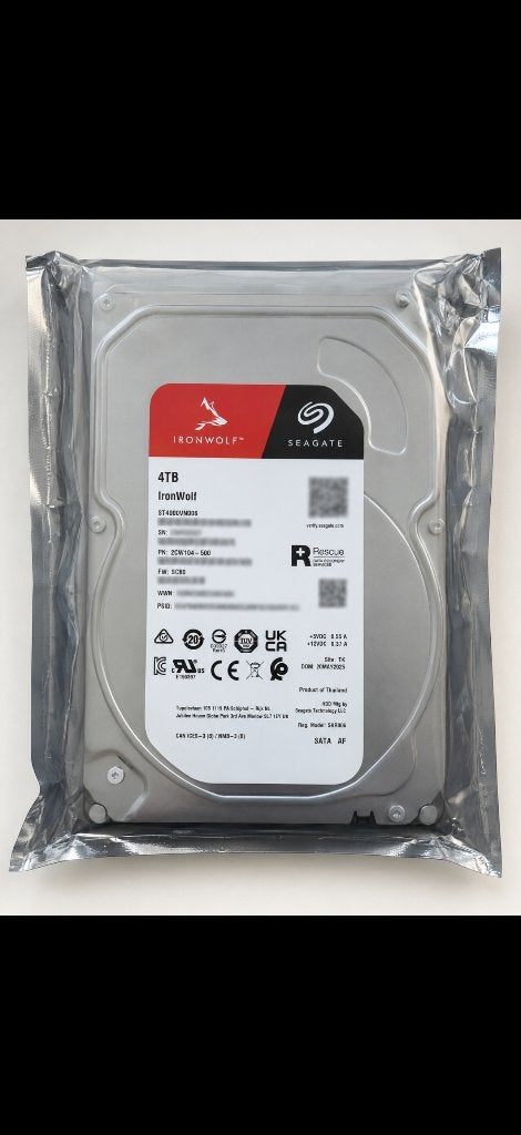 Seagate IronWolf 4TB NAS harde schijf – Ongeopend, Intern, HDD, Nieuw, Ophalen of Verzenden