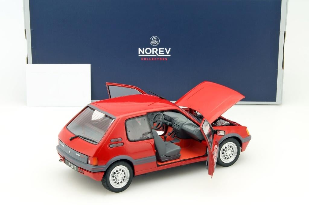Peugeot 205 GTI 1.6 ph1 1988 Norev 184853 Rouge Vallelunga, Hobby en Vrije tijd, Ophalen of Verzenden, Nieuw, Auto, Norev