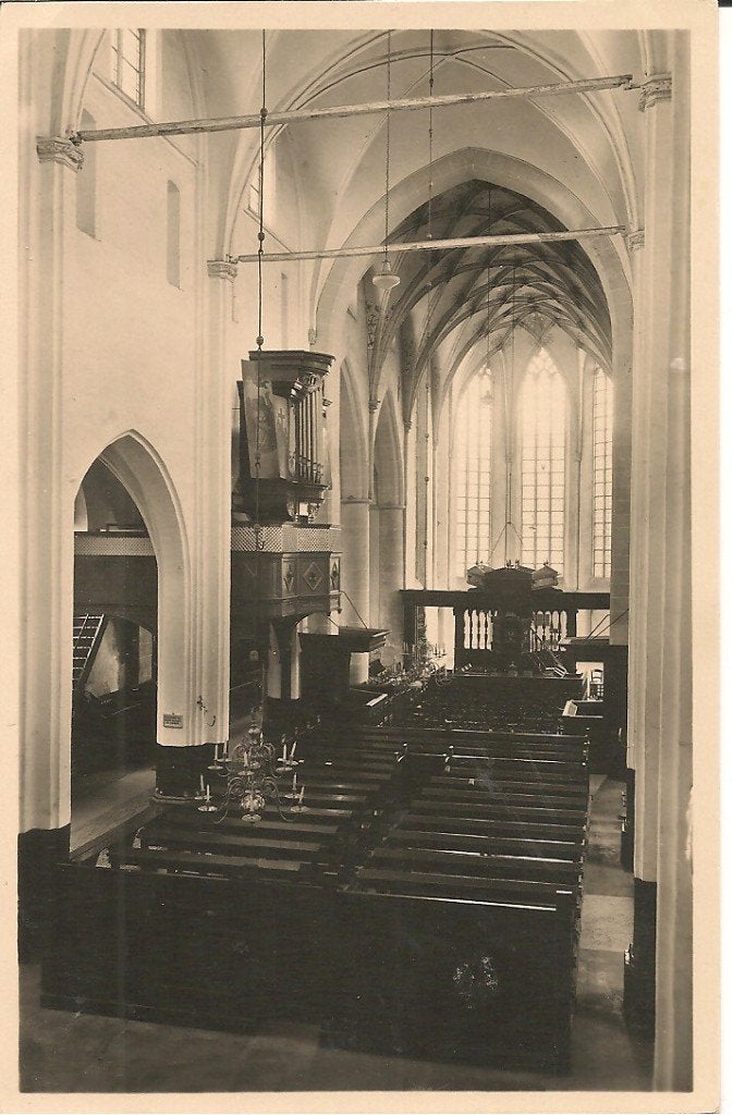 Hattem, Interieur Ned. Herv. Kerk - Oude Ansichtkaart, Ophalen of Verzenden, 1940 tot 1960, Gelopen, Gelderland