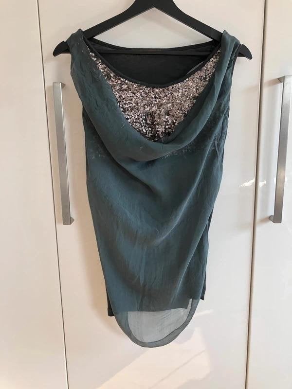 Shimmer glitter top cowl neck silver grijs Maat M, Maat 38/40 (M), Ophalen of Verzenden, Zo goed als nieuw, Zonder mouw