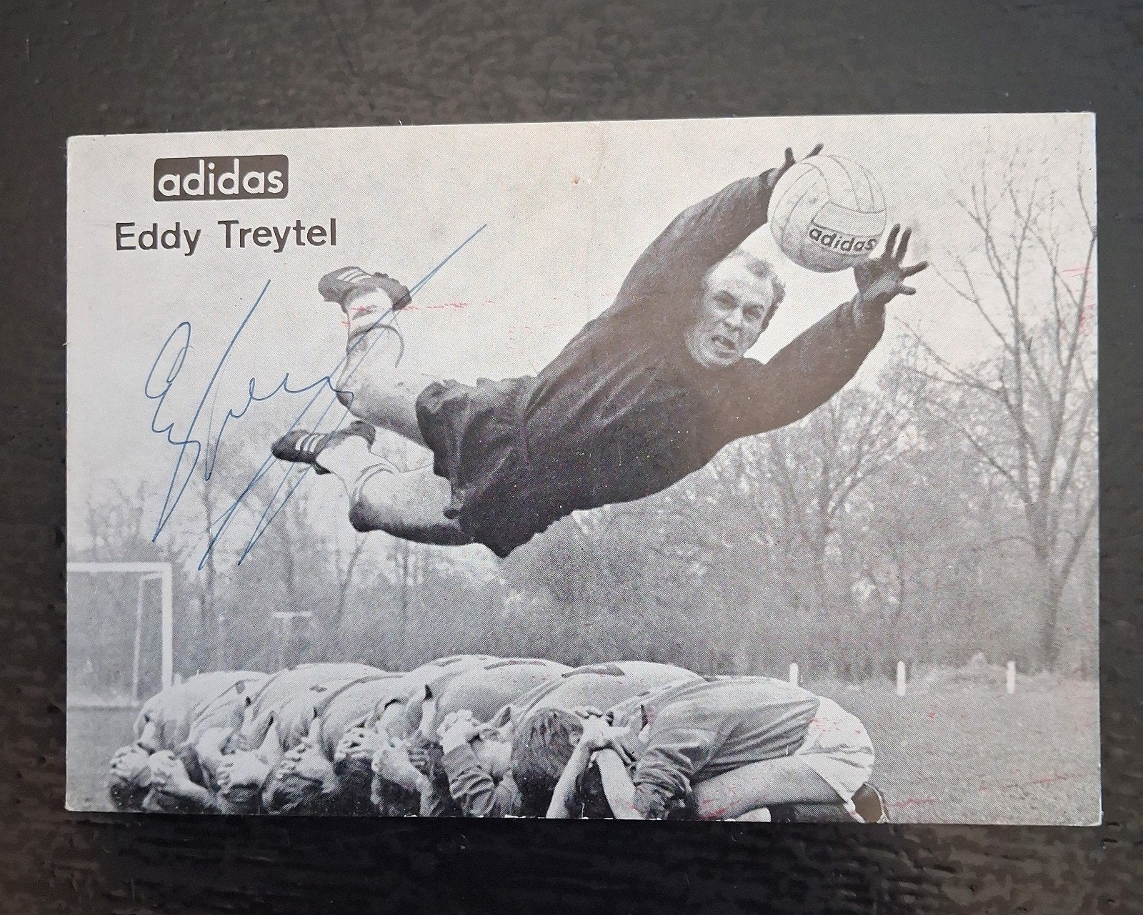 Adidas Spelerskaart Eddy Treytel Feyenoord met handtekening, Verzamelen, Ophalen of Verzenden, Gebruikt, Feyenoord, Spelerskaart