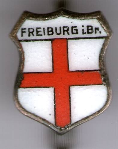 Freiburg i.Br email op zilverkleurig wapen speldje ( P_158), Verzenden, Zo goed als nieuw, Stad of Land, Speldje of Pin