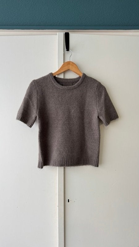 Mooie angora? wol gebreide top S 36 taupe bruin klassiek, Bruin, Mooi, Ophalen of Verzenden, Zo goed als nieuw