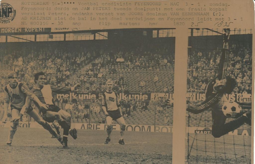 1979-1980 persfoto Flip Martens Feyenoord - NAC 3-1, Verzamelen, Sportartikelen en Voetbal, Verzenden, Zo goed als nieuw, Feyenoord
