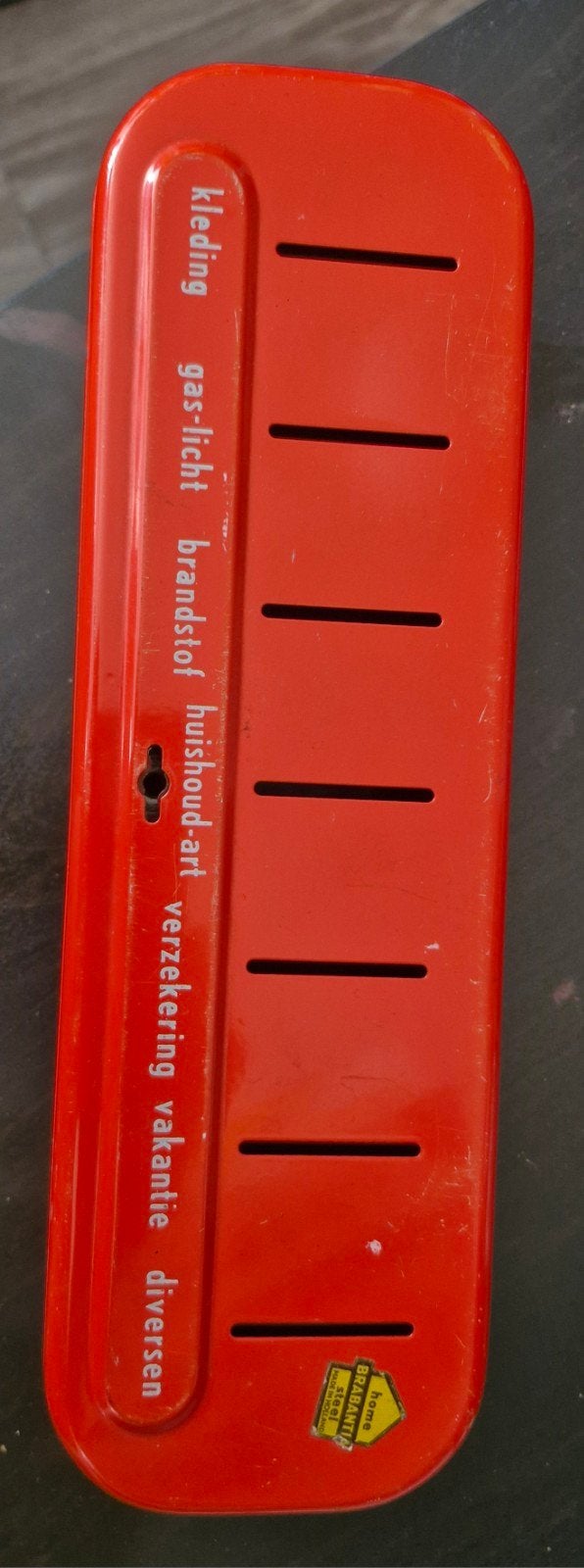 Vintage Brabantia spaarblik met sleutel - Rood, Ophalen of Verzenden