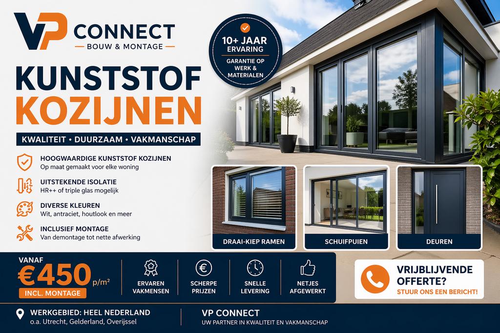 KUNSTSTOF KOZIJNEN, Kunststof, Ophalen of Verzenden, Zo goed als nieuw, Raamkozijn