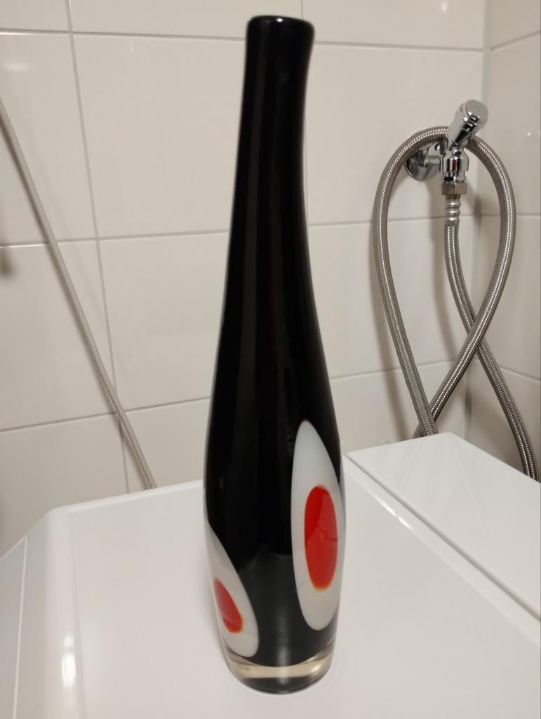 Vintage jaren zestig Murano "evil eye" vaas, Ophalen of Verzenden, Zo goed als nieuw, Rood, Glas