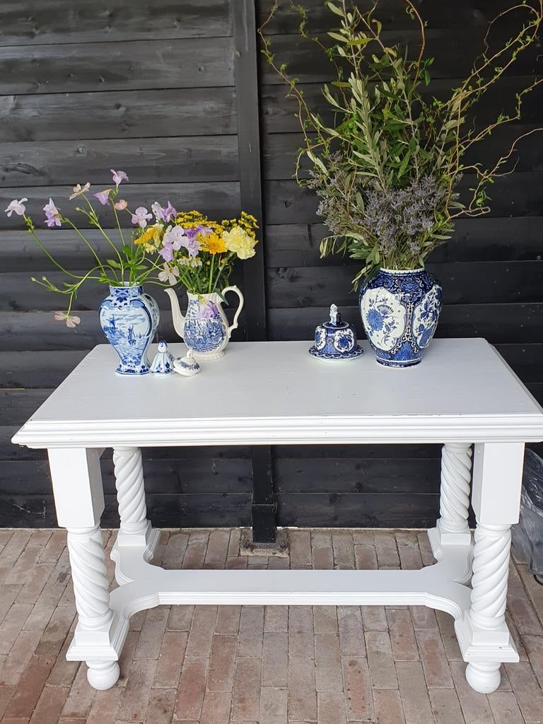 Eiken sidetable, buro, tafel etc, Ophalen, Gebruikt, 25 tot 50 cm, Rechthoekig