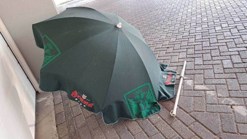 Brand parasol compleet met stok, Ophalen, Verstelbaar, Gebruikt, 1 tot 2 meter