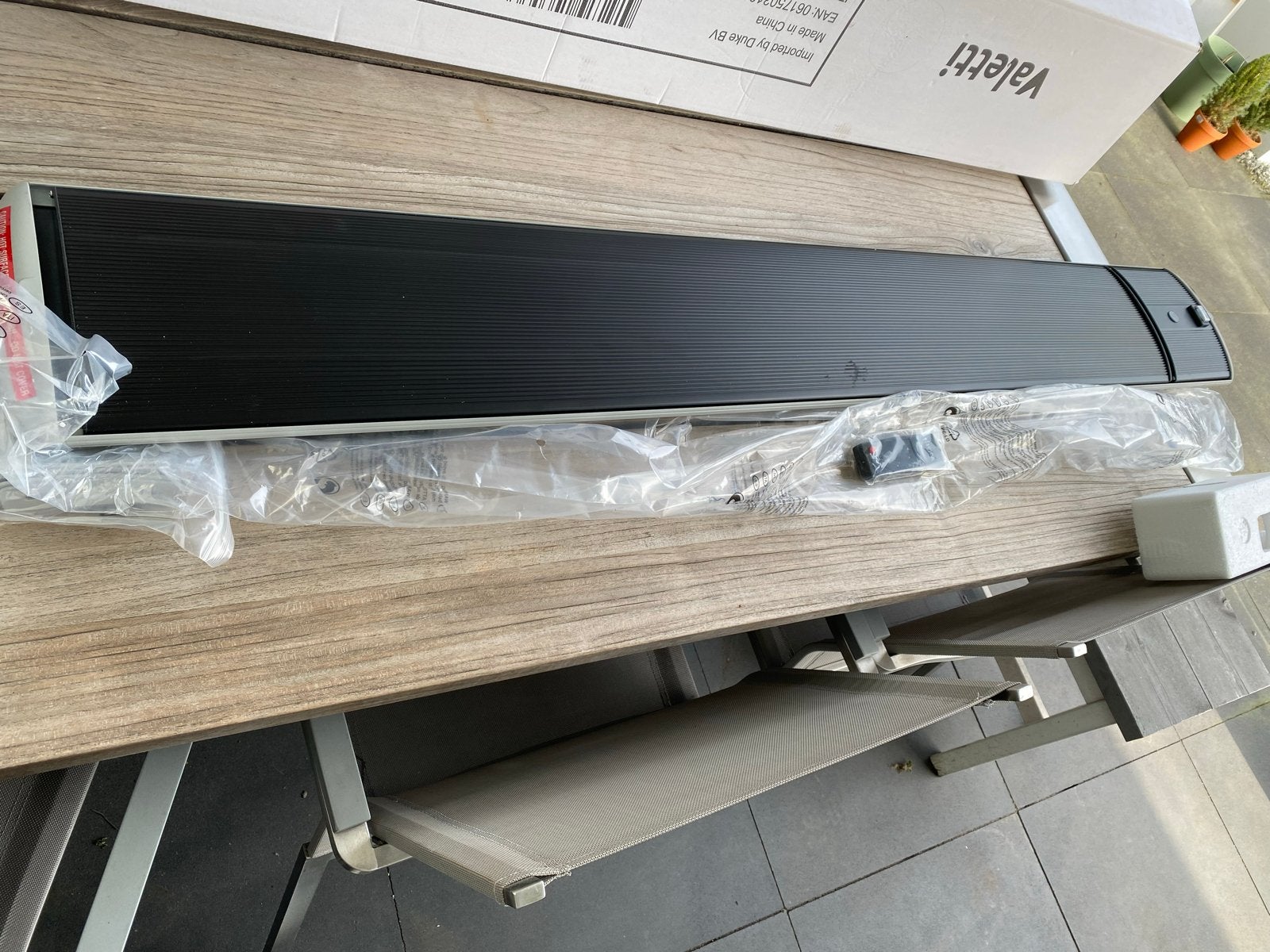 Valetti Terrasverwarmer 2400W - 145cm lang, Ophalen, Zo goed als nieuw, Elektrisch, Wand