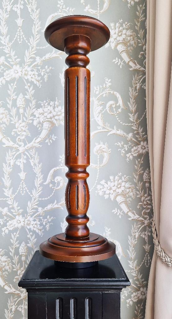 Stijlvolle vintage mahoniehouten plantentafel - piedestal, Art Nouveau, Minder dan 55 cm, Gebruikt, Rond