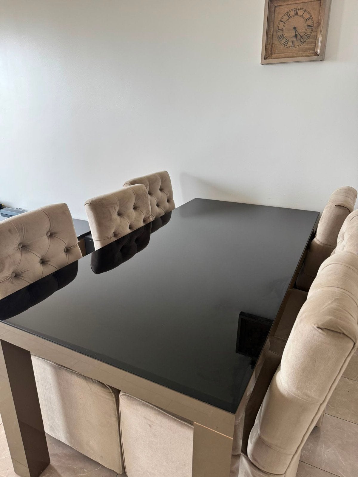 Eettafel met stoelen en TV meubel met softclose lades, Huis en Inrichting, Tafels | Eettafels, Ophalen, Overige materialen, Gebruikt