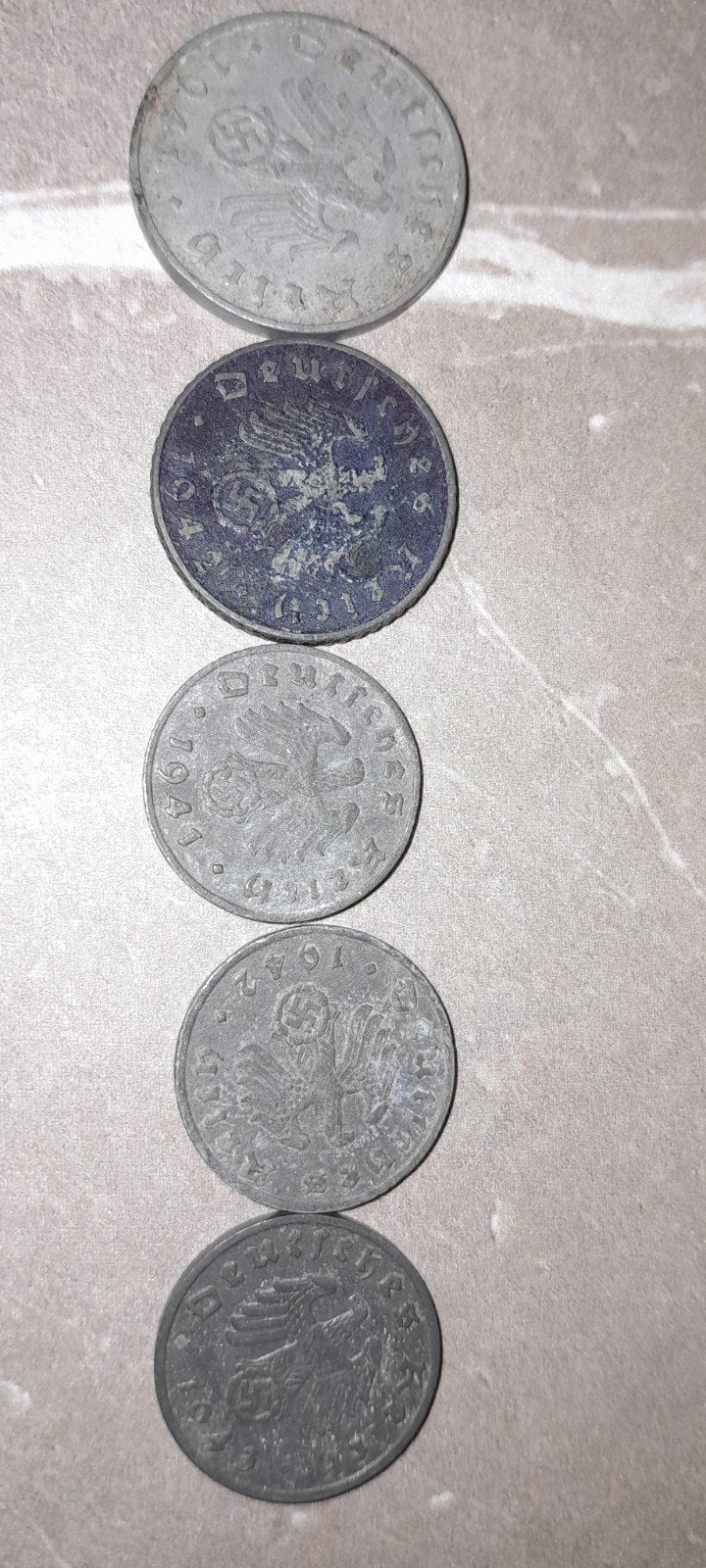 Duits duitse munten kleingeld WW2 10 5 1 cent netjes, Ophalen of Verzenden, Duitsland, Losse munt