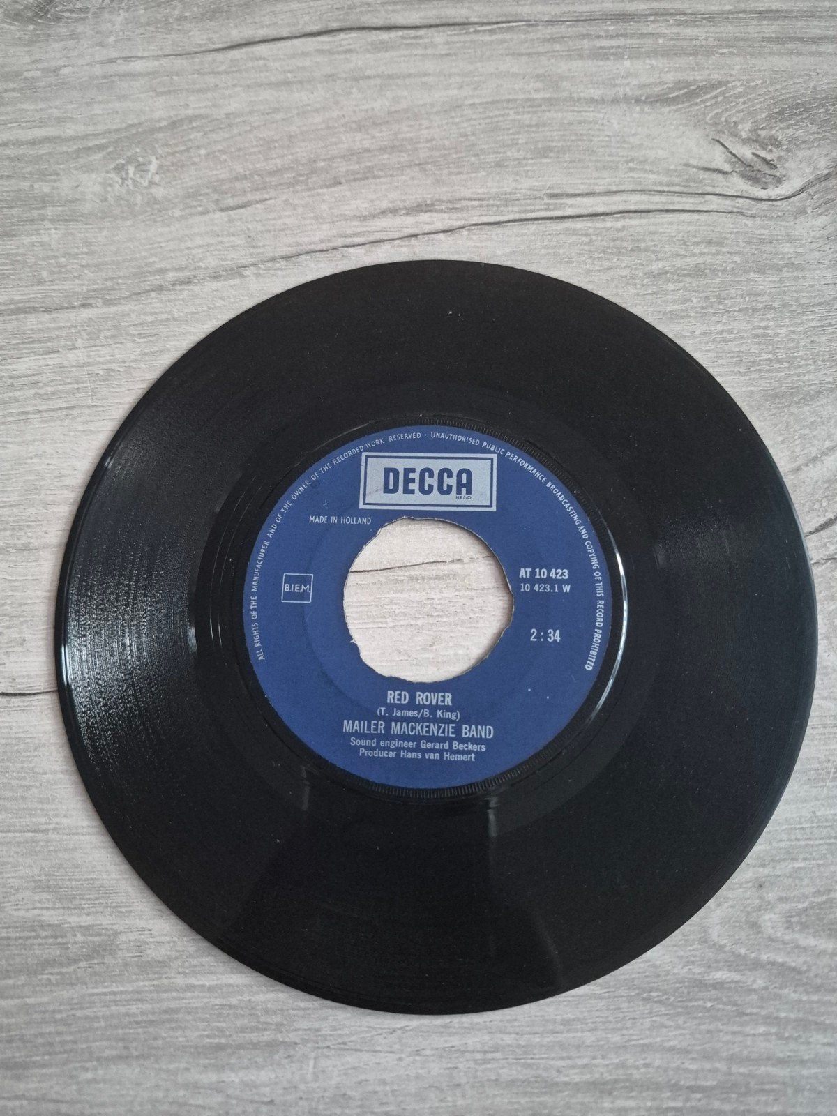 Mailer Mackenzie Band - Red Rover / Come Back Home 7 inch, Gebruikt, 7 inch, Ophalen of Verzenden, Pop