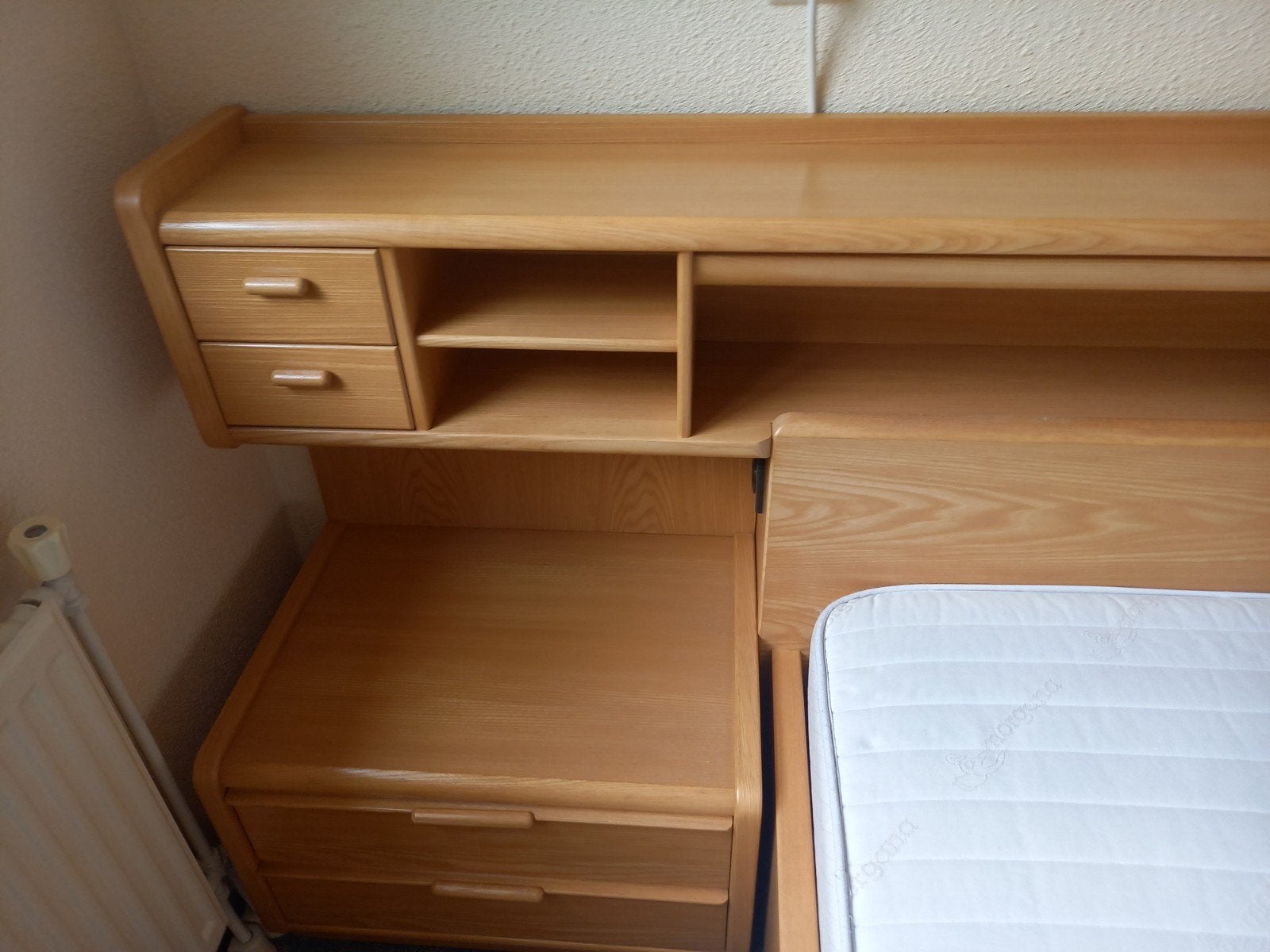 Tweepersoonsbed 180x210 cm met matras en bodem, Ophalen, Gebruikt, Bruin, 210 cm