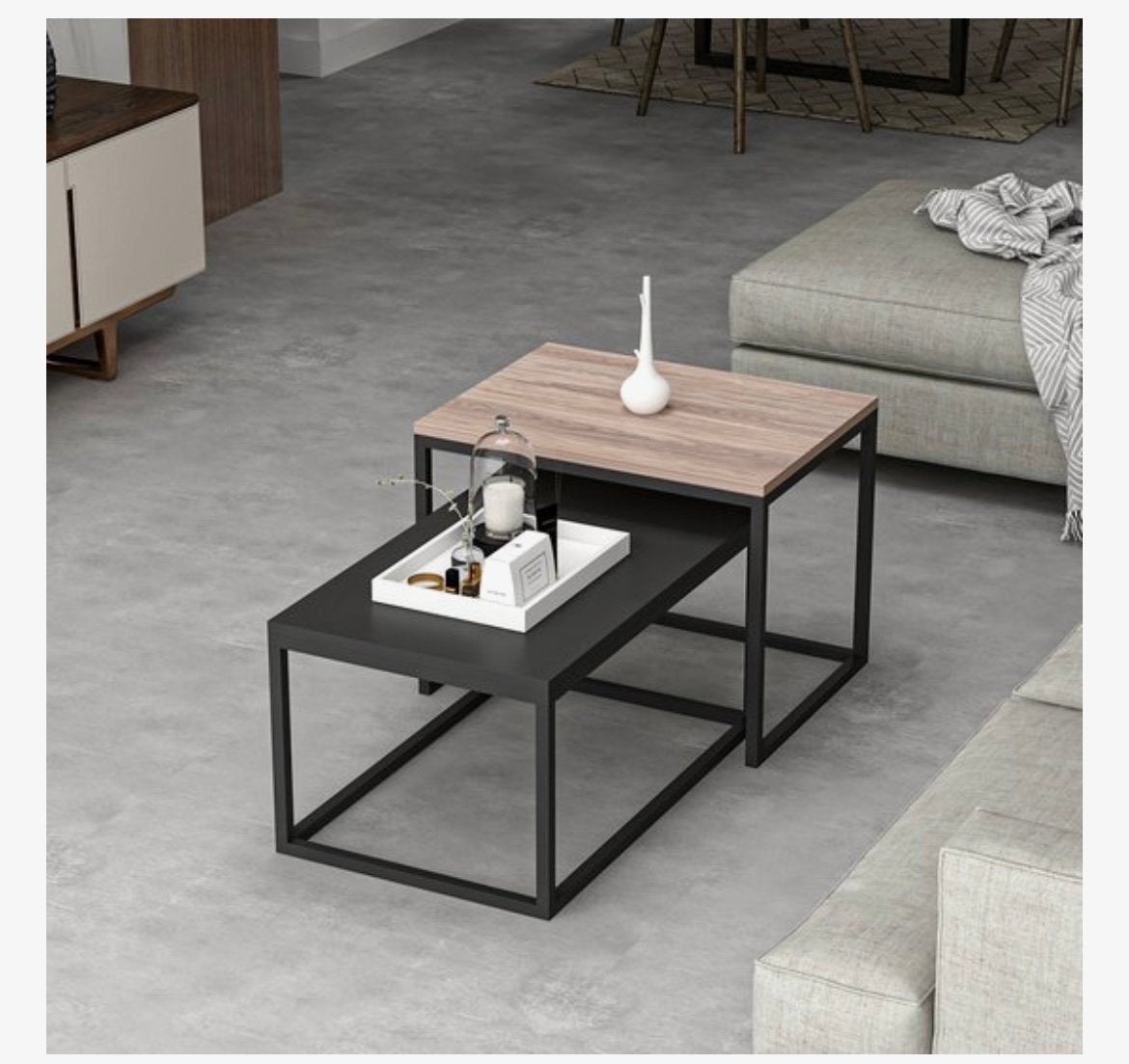 Salontafel, industrieel design, zwart/hout, Huis en Inrichting, Tafels | Salontafels, Minder dan 50 cm, 50 tot 100 cm, Ophalen of Verzenden