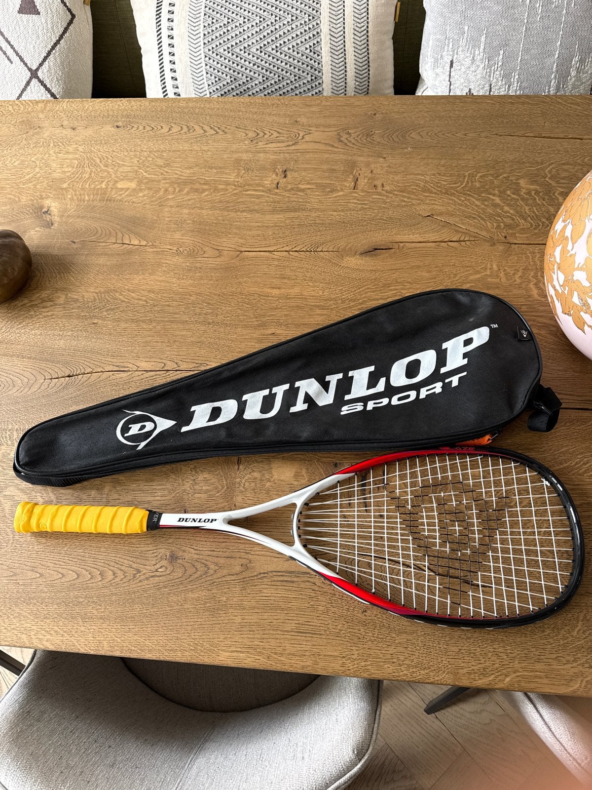 Dunlop Blaze Inferno squashracket met hoes, Ophalen, Zo goed als nieuw, Racket, Met hoes