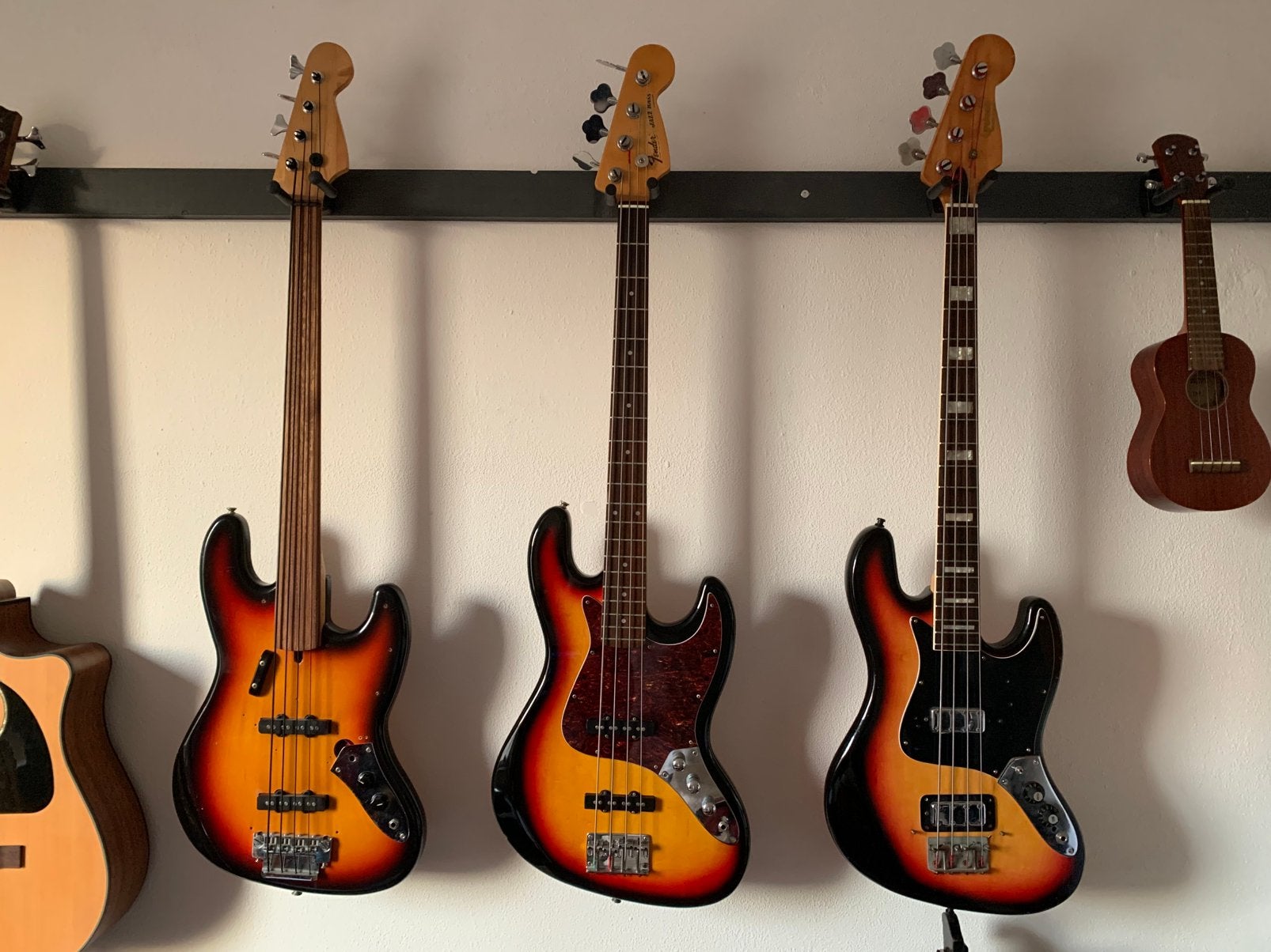 Basgitaren sunburst, Muziek en Instrumenten, Ophalen, Gebruikt, Elektrisch, Fretloos
