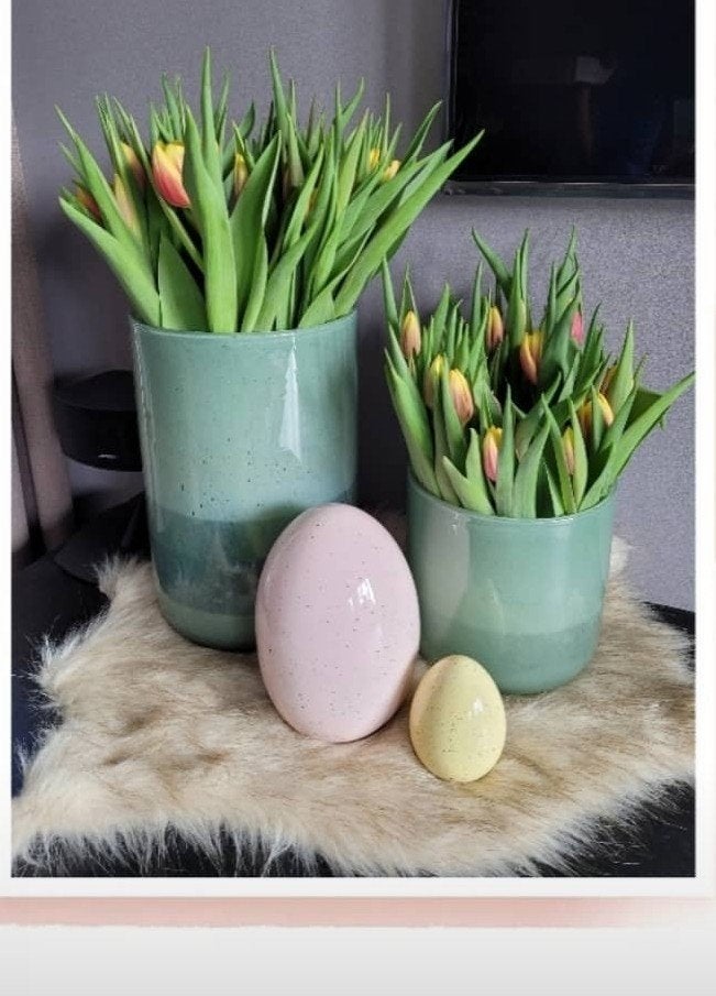Mooie zware kwaliteit vazen, Ophalen of Verzenden, Groen, Glas