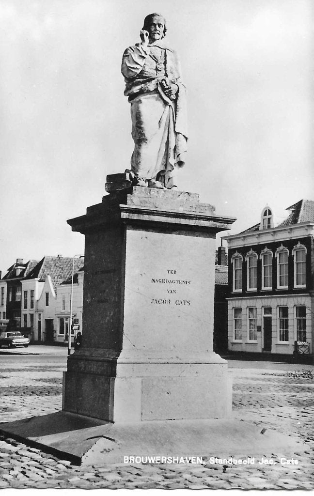 Brouwershaven- -Standbeeld Jac. Cats., Verzamelen, Ophalen of Verzenden, 1960 tot 1980, Ongelopen, Zeeland