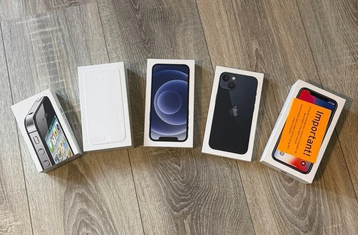 Lege Apple iPhone 4S, 6, 12, 13 en X doosjes met handleiding, 128 GB, Blauw, IPhone 13, Ophalen of Verzenden