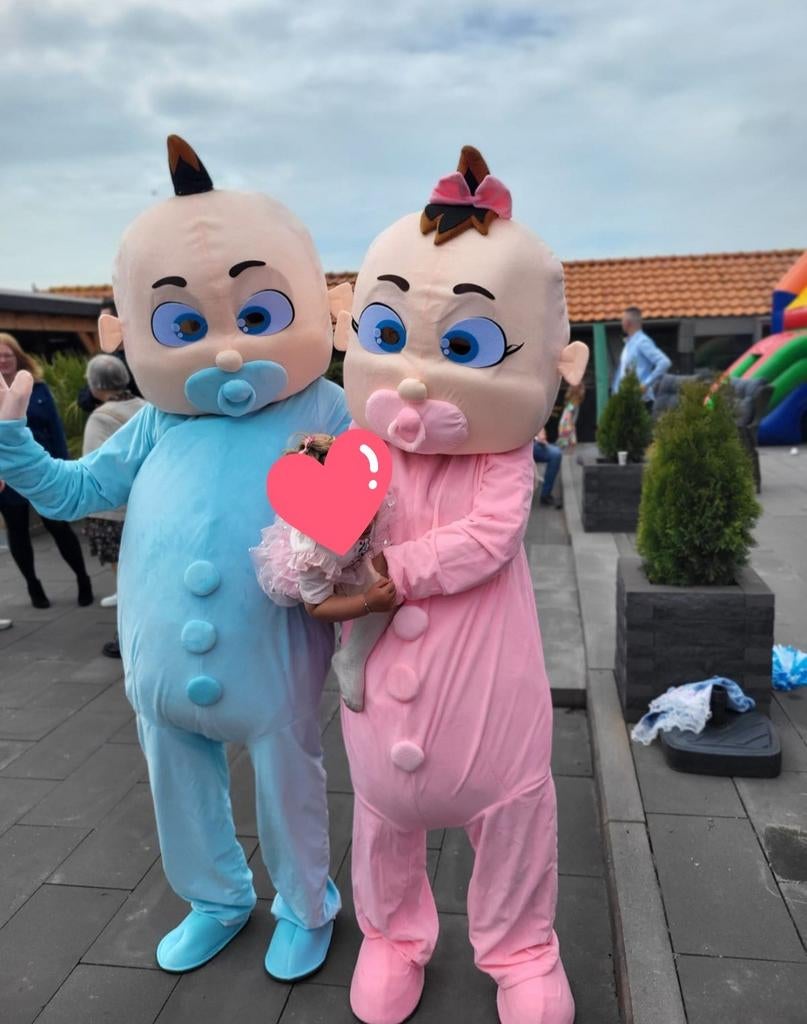 2 Mascotte pakken baby – Gender reveal (roze & blauw), Ophalen of Verzenden