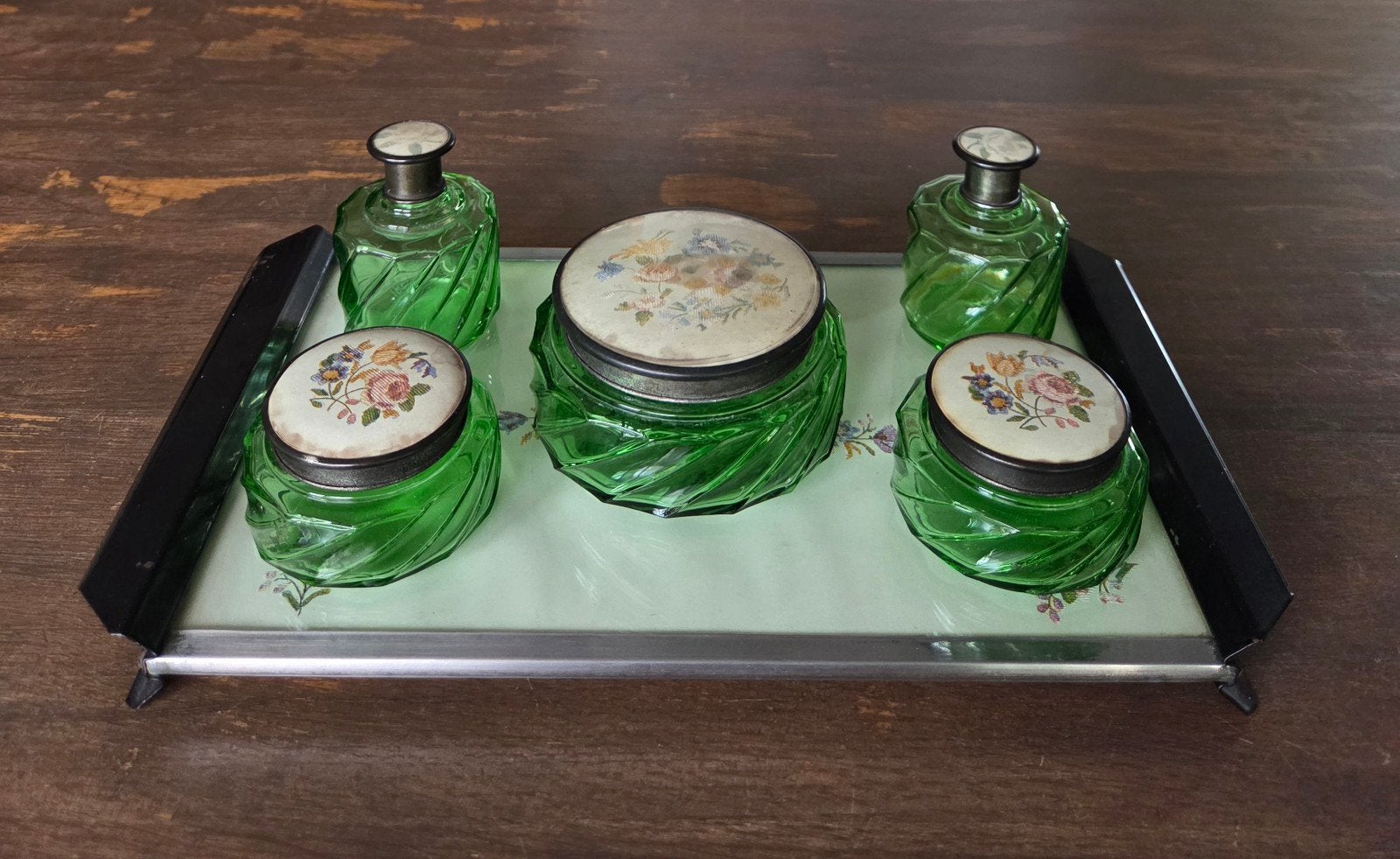 Vintage Regent of London kaptafelset – Groen persglas, Ophalen