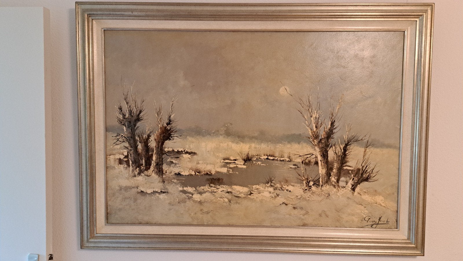 Schilderij Winterlandschap van pierre jacobs, Antiek en Kunst, Ophalen