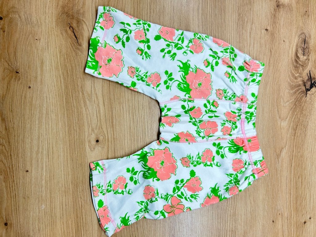 Babybroekje met roze bloemen – geschatte maat 50, Kinderen en Baby's, Ophalen of Verzenden, Gebruikt, Meisje, Broekje