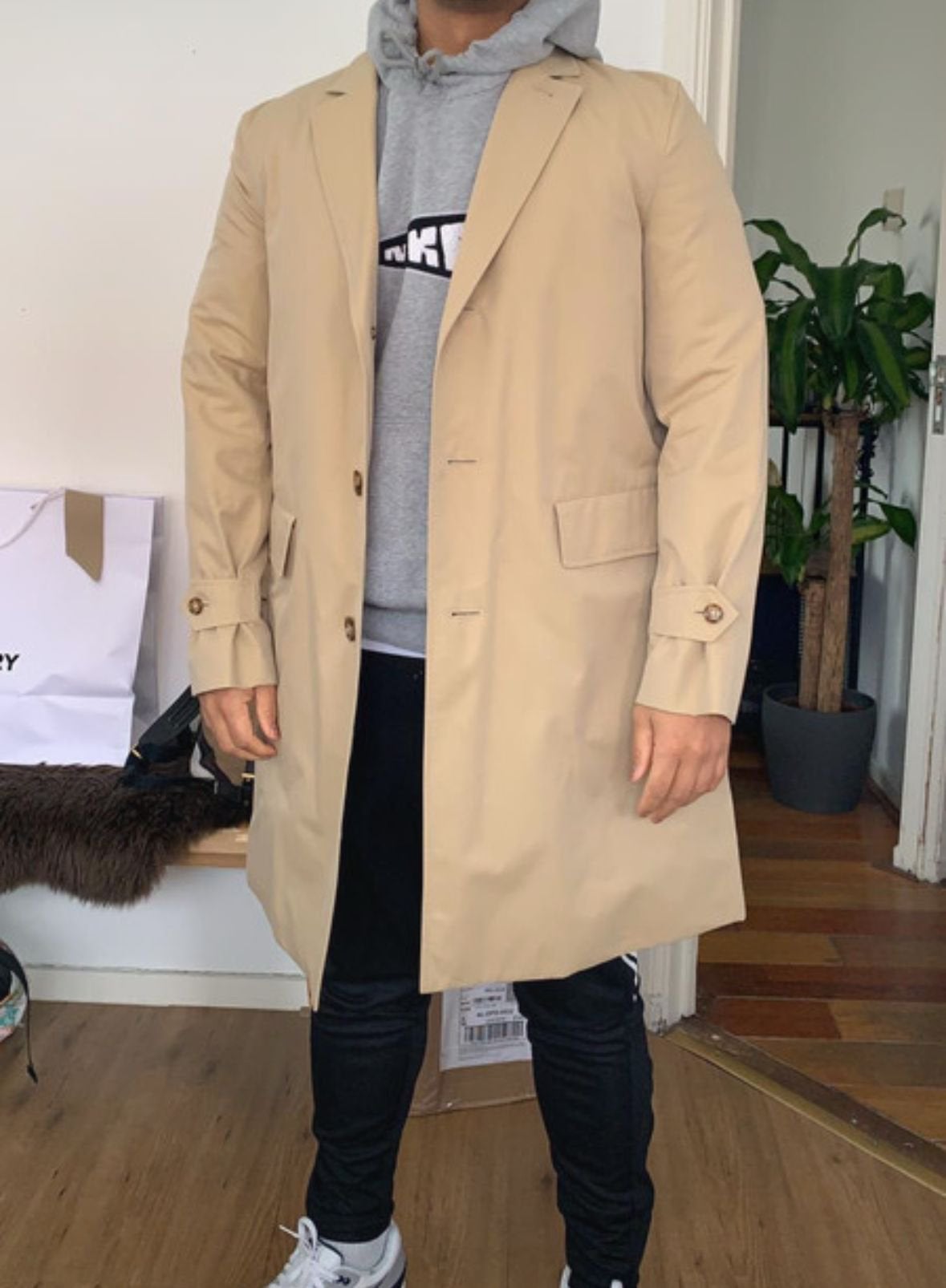 Burberry Trenchcoat (M, vintage, ongedragen), Ophalen of Verzenden, Zo goed als nieuw, Beige