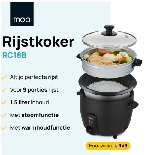 MOA Rijstkoker met Stomer 1,5 liter, Ophalen, Gebruikt