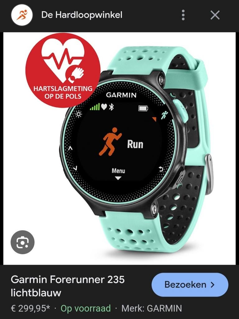 Garmin Forerunner 235 Z.G.A.N, GARMIN, Conditie, Blauw, Ophalen of Verzenden