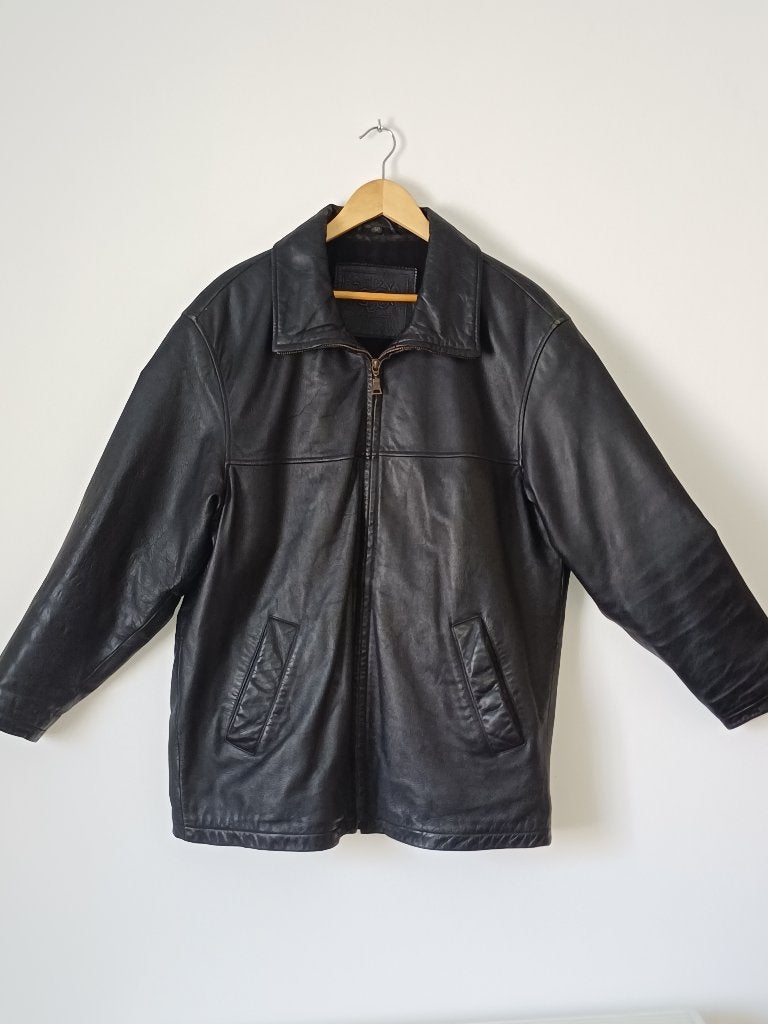 vintage echt lederen jas Donar menswear, Maat 52/54 (L), Bruin, Ophalen of Verzenden, Zo goed als nieuw