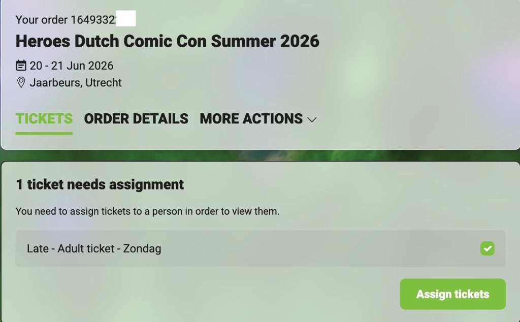 Heroes Dutch Comic Con Sunday 21st June 2026, Tickets en Kaartjes, Evenementen en Festivals, Eén persoon