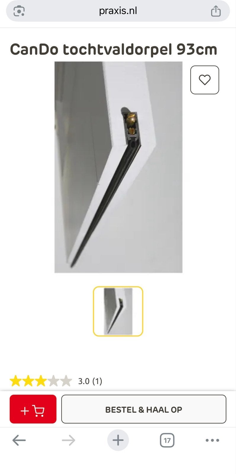 CanDo tochtvaldeurdorpel 93cm, 80 tot 100 cm, Overige typen, Minder dan 200 cm, Nieuw