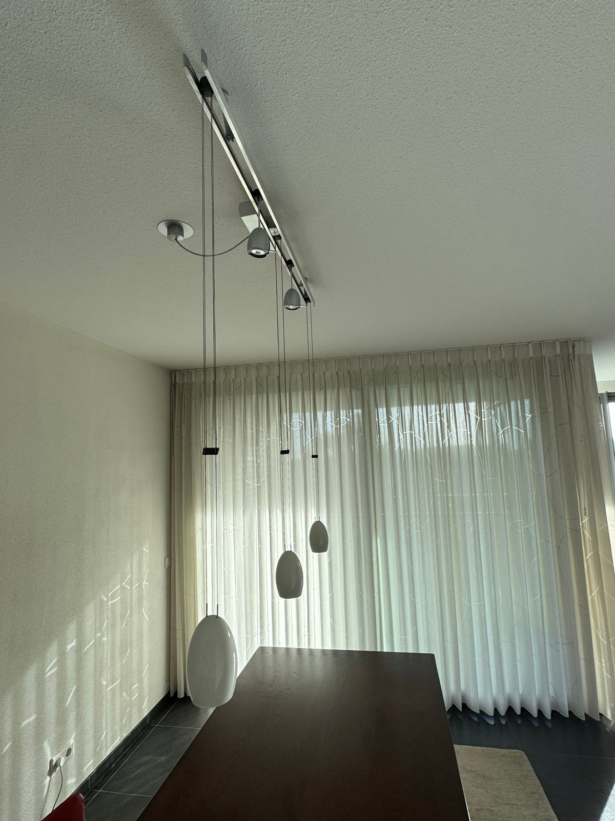 Hanglamp met 3 pendels en 2 spots, Ophalen, Gebruikt, Metaal