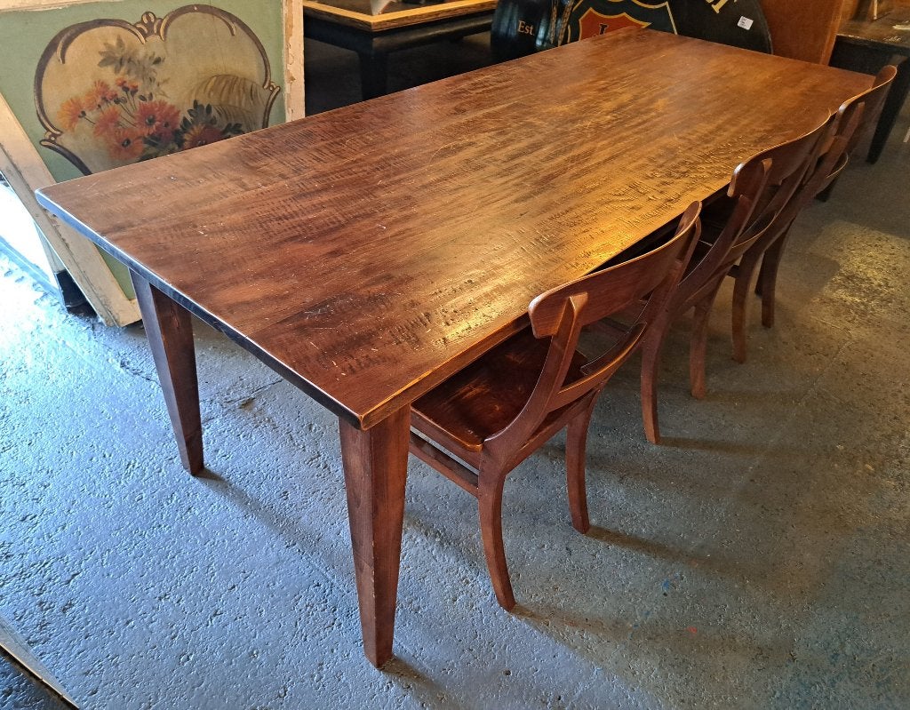 Antieke Franse boeren eettafel met 2 laden 220 x 90 x 76 cm, Ophalen, Gebruikt, 200 cm of meer, 50 tot 100 cm