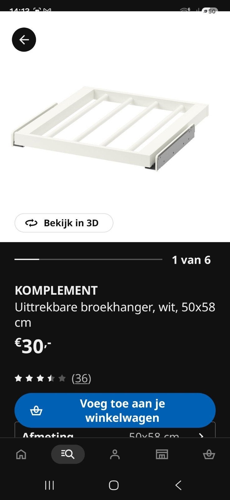 2x Gebruikte Ikea Komplement Uittrekbare Broekhanger Wit, Ophalen