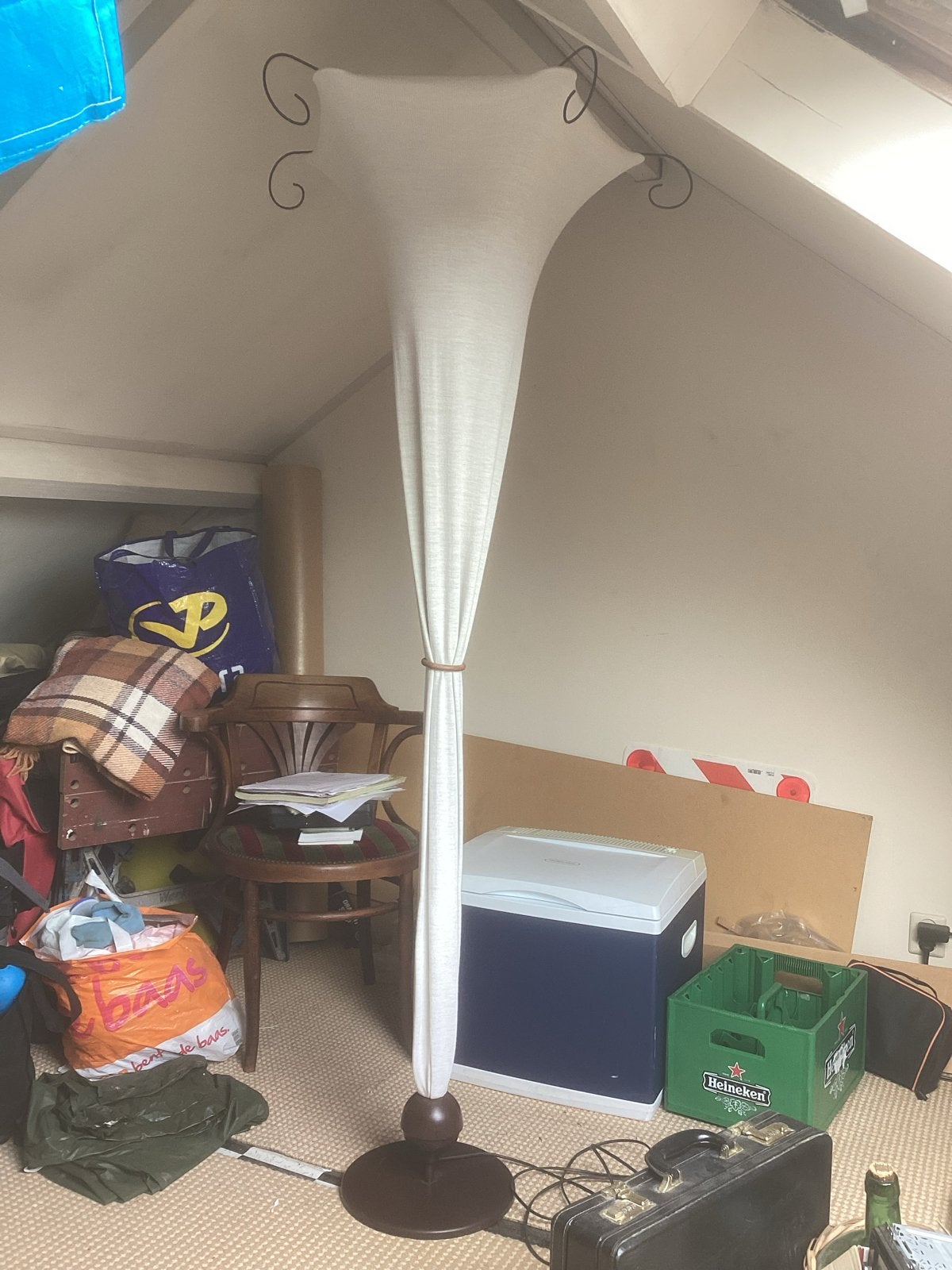 Dimbare vloerlamp met verstelbare wasbare stoffen kap, Ophalen, E27 (groot), Zo goed als nieuw, Metaal