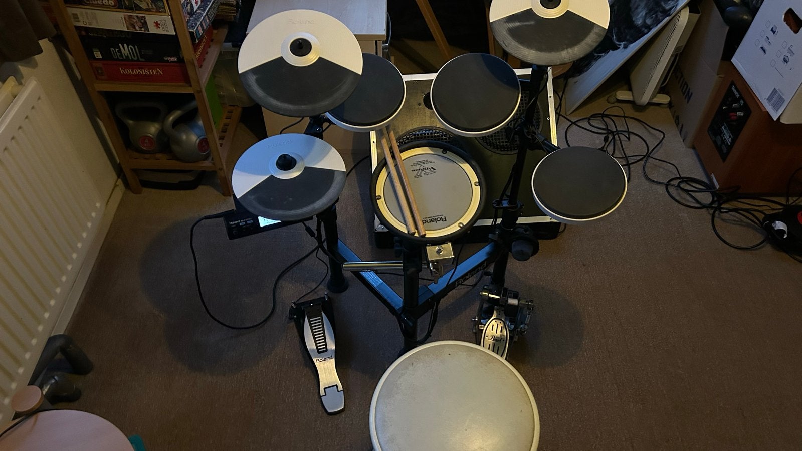 Roland TD-4 Drumstel met Box - Stil Oefenen & Hard Spelen, Muziek en Instrumenten, Ophalen, Gebruikt, Roland, Elektronisch